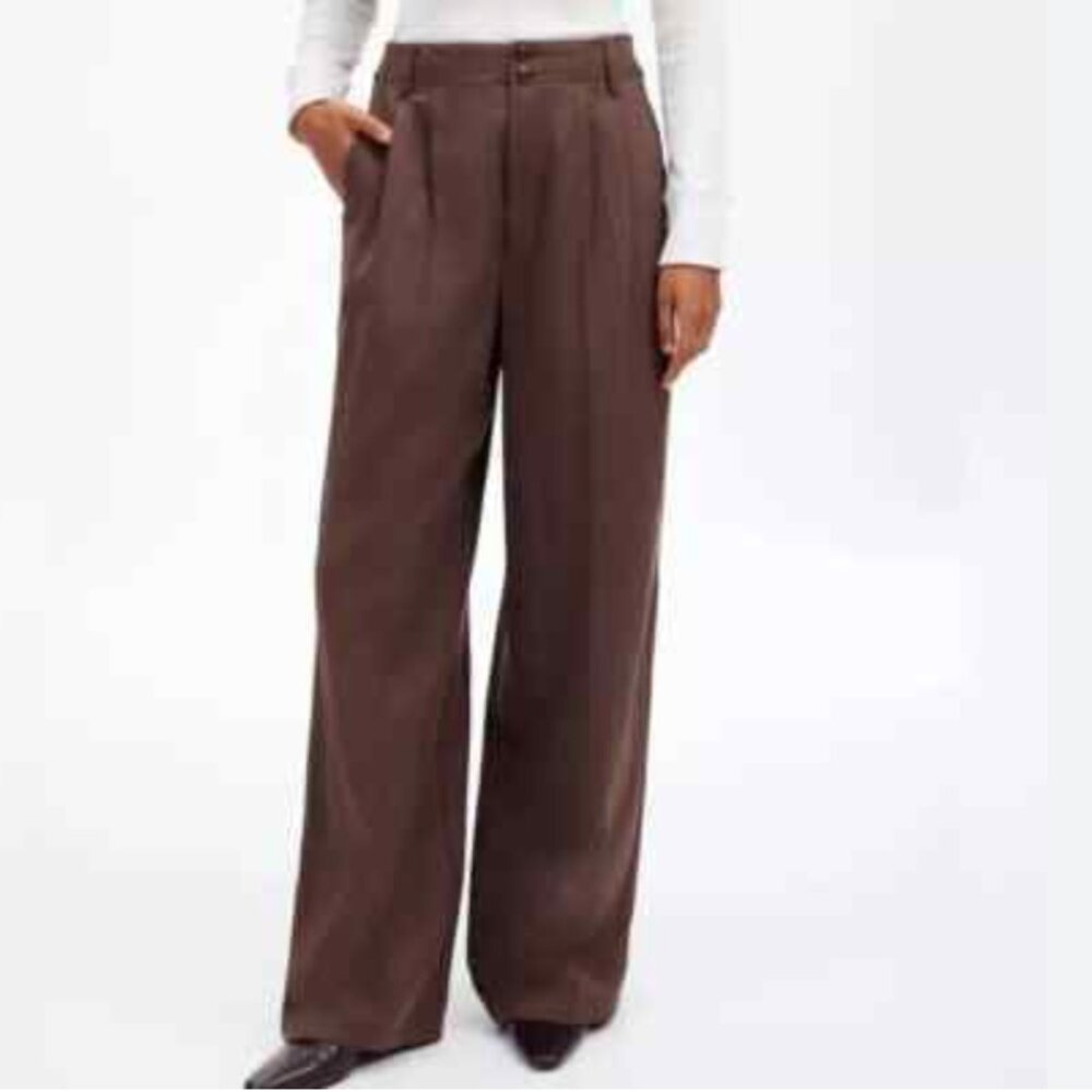 NWT Madewell Harlow Wide-Leg Pant in Drapey Twill in Dark Carob Size P6 - Picture 6 of 6